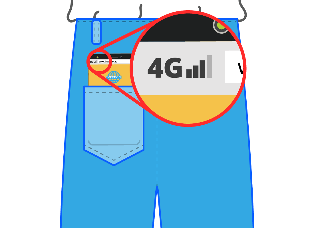 A zoomed-in view of Morris' phone screen showing it is now connected to 4G