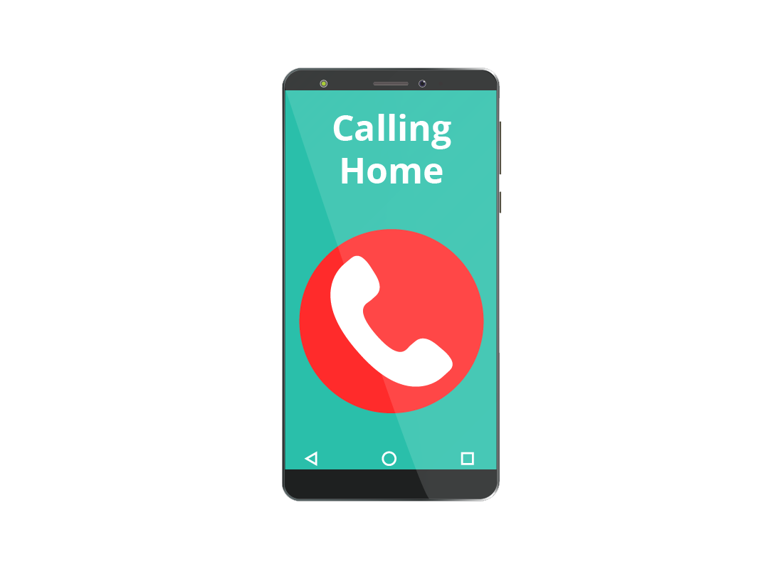 A mobile phone screen showing it is phoning home