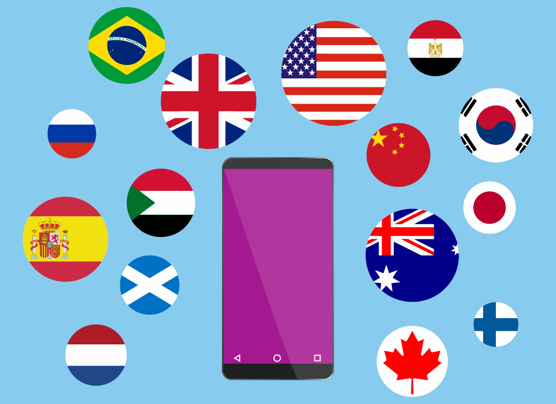 Flags of some of the many countries where we can use our Aussie mobile phones