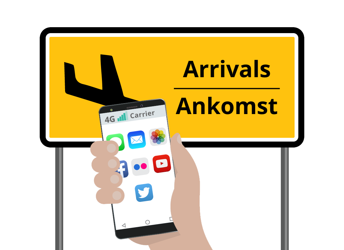 An international airport arrivals sign