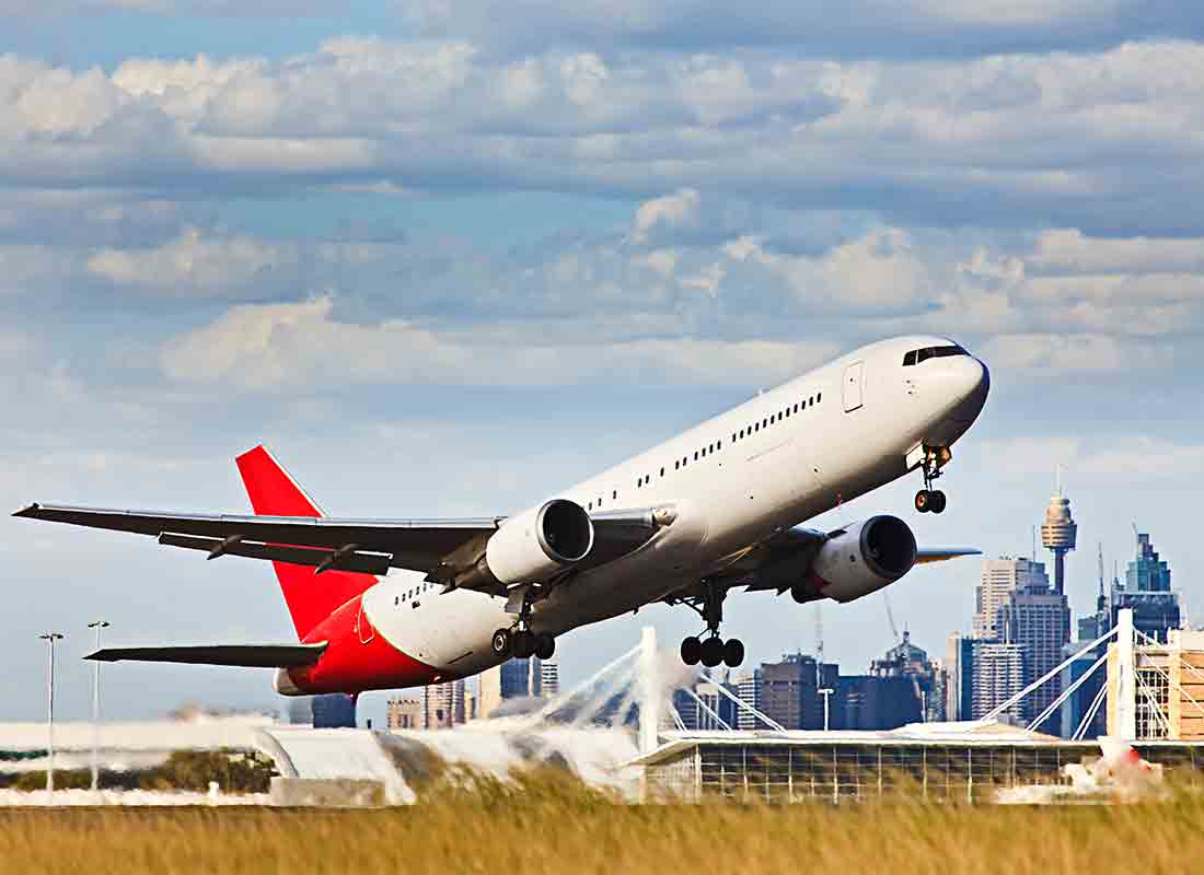 A plane taking off from Sydney airport
