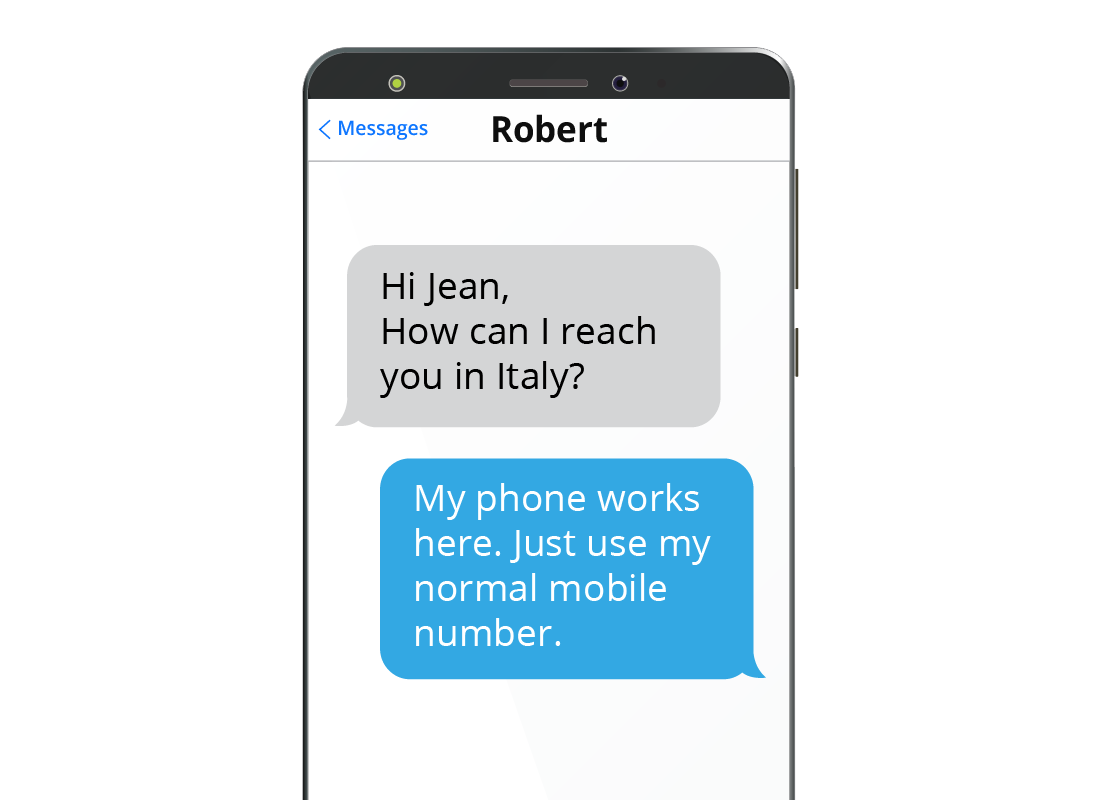A mobile phone screen showing two people connecting over text messages