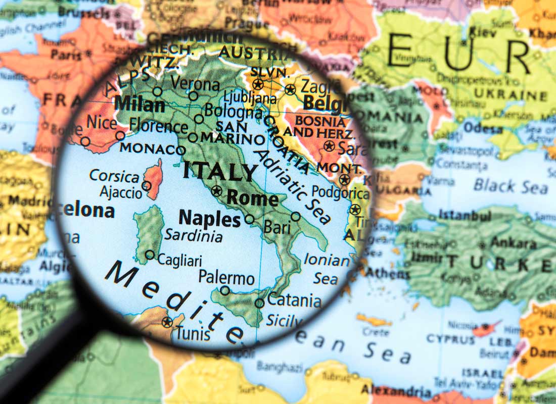 A map showing Italy
