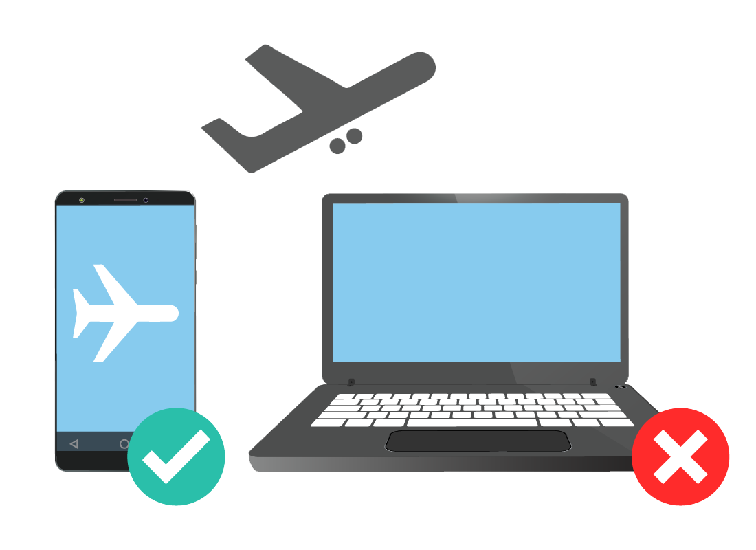 A graphic showing a mobile phone and a laptop