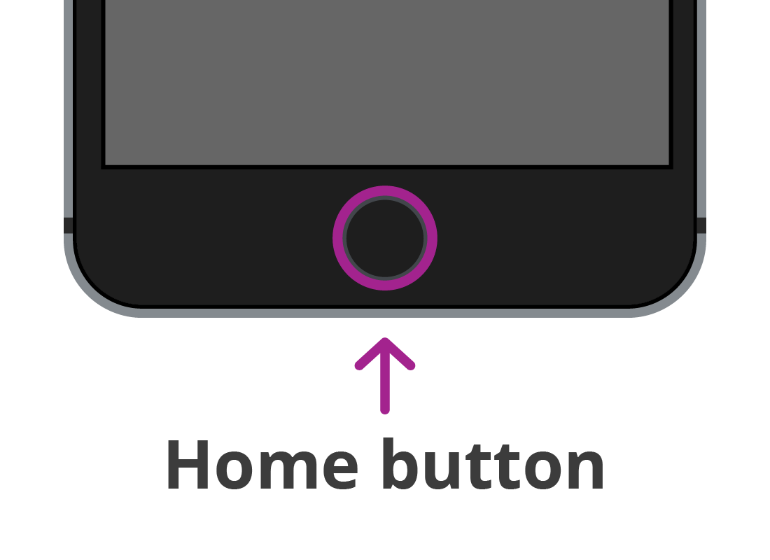 A close up view of an iPhone's Home button.