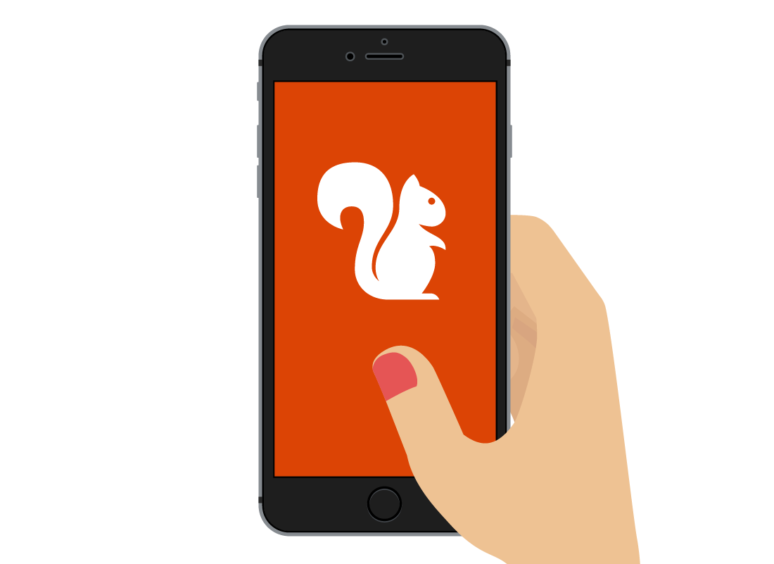 A graphic of a smartphone showing the Squirrel Bank logo from its app.