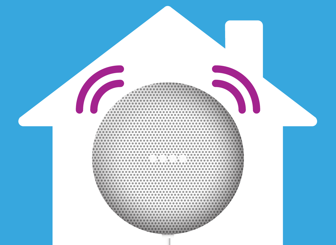 House with smart speaker inside of it