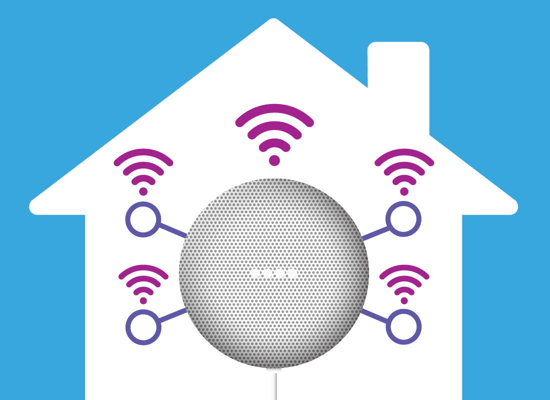 Smart speaker in the centre of a house