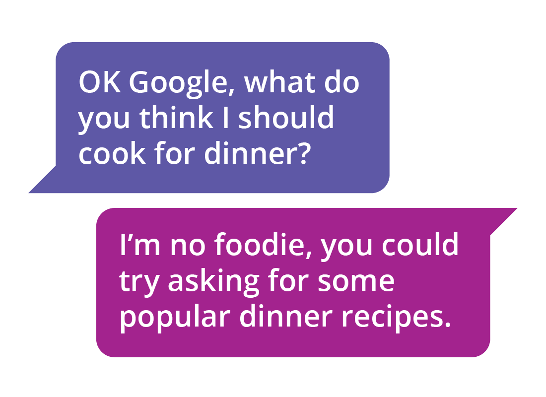 Asking google what you should cook for dinner