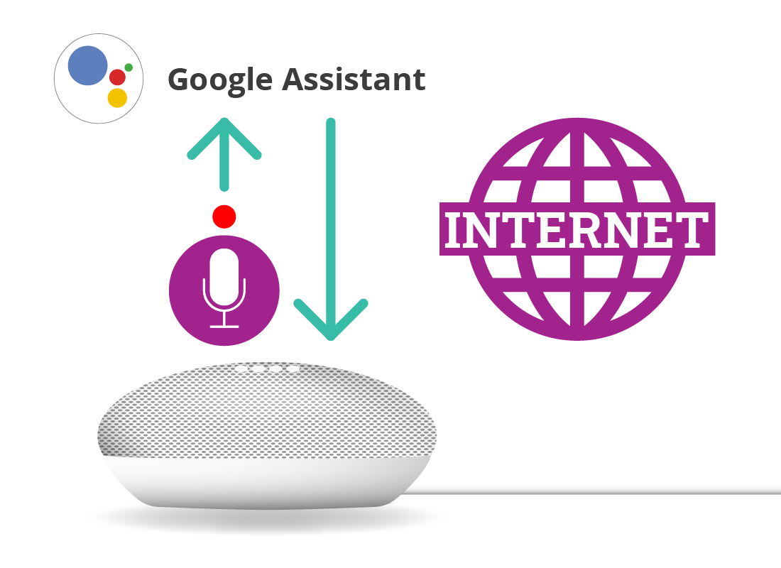 Connecting with google assistant via the internet