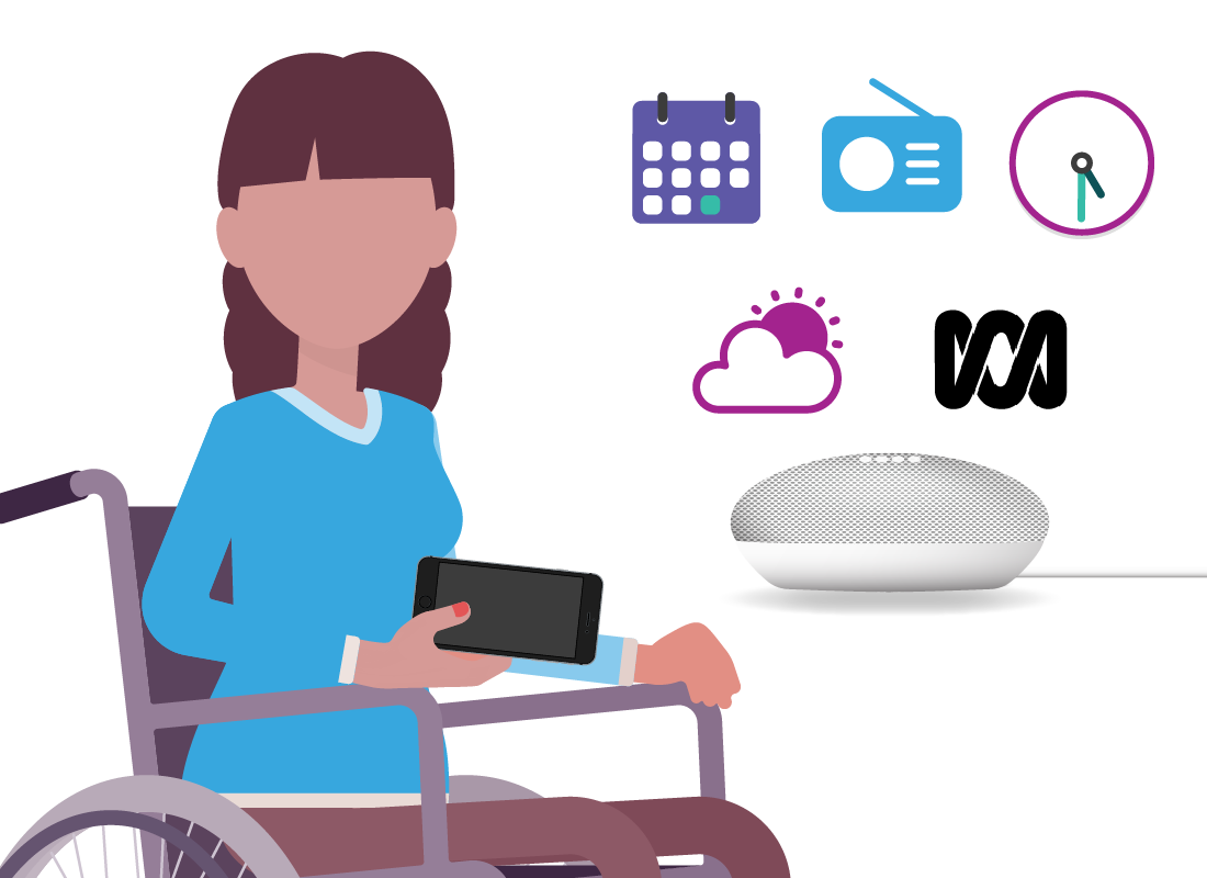 lady in wheelchair with smart device
