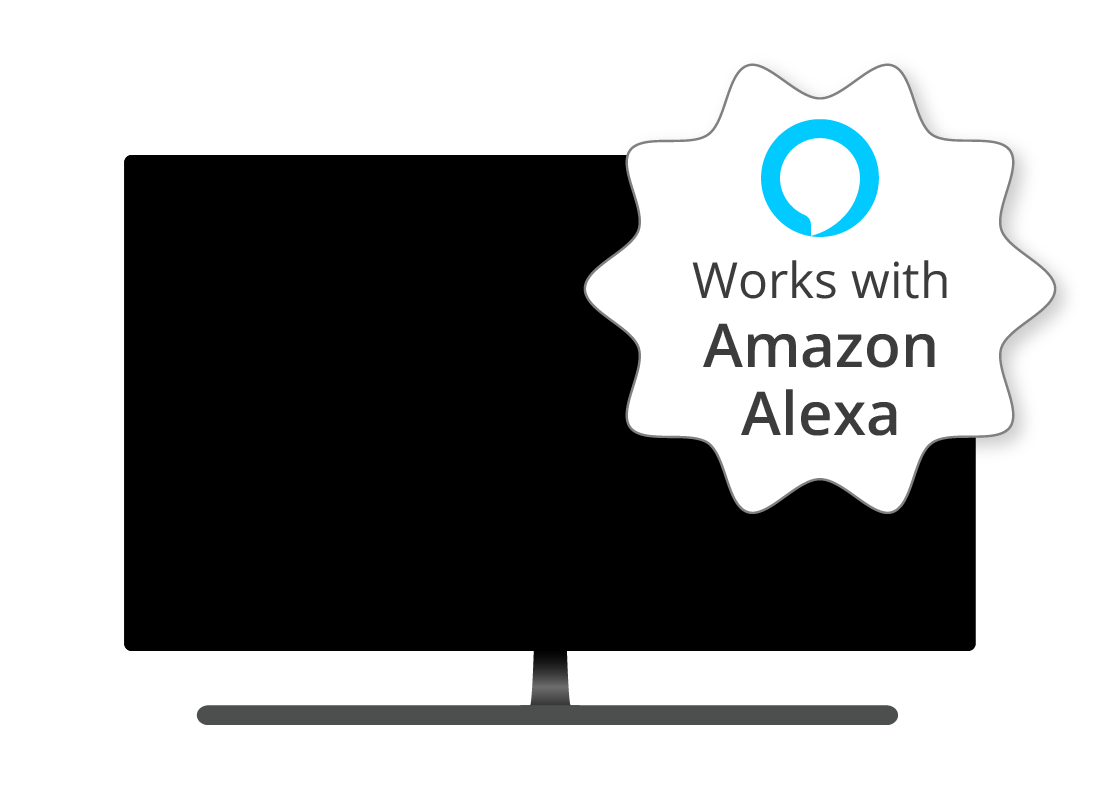 TV with a works with Amazon Alexa sticker