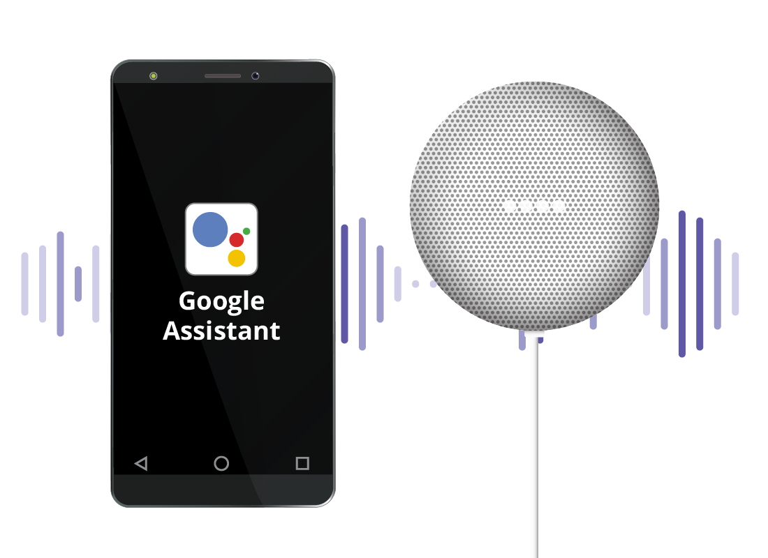 a smart speaker and smartphone