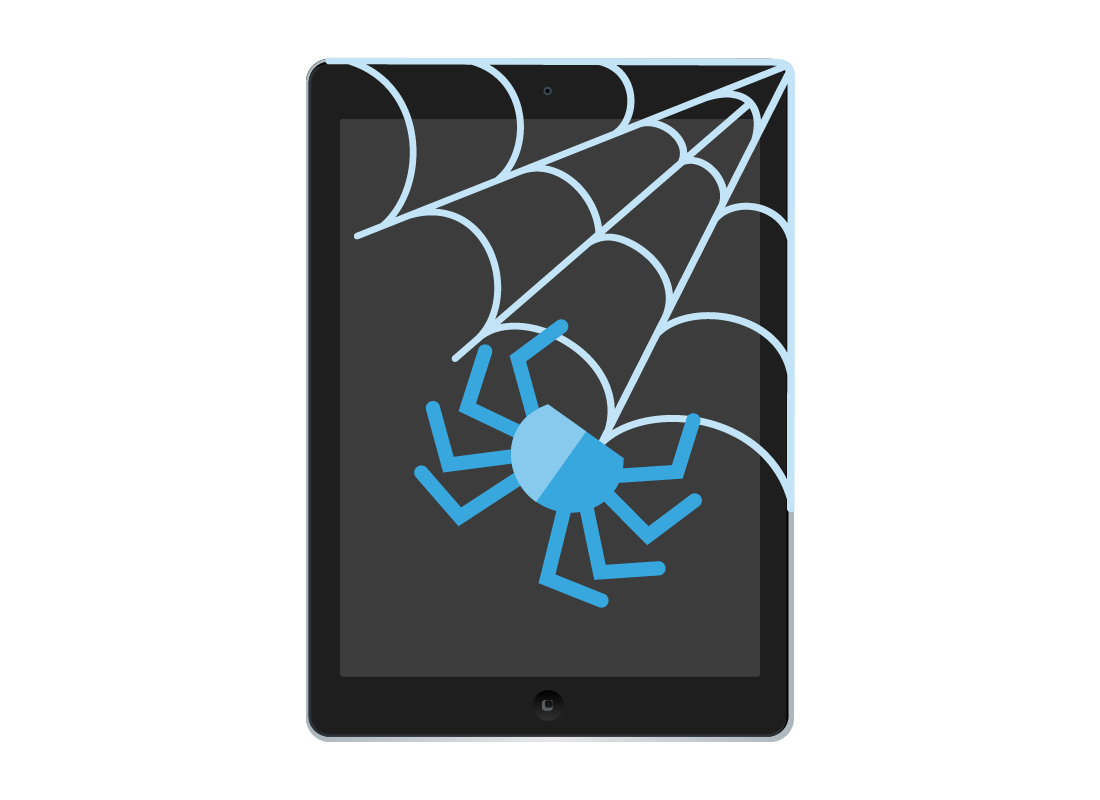 tablet with a cobweb on it