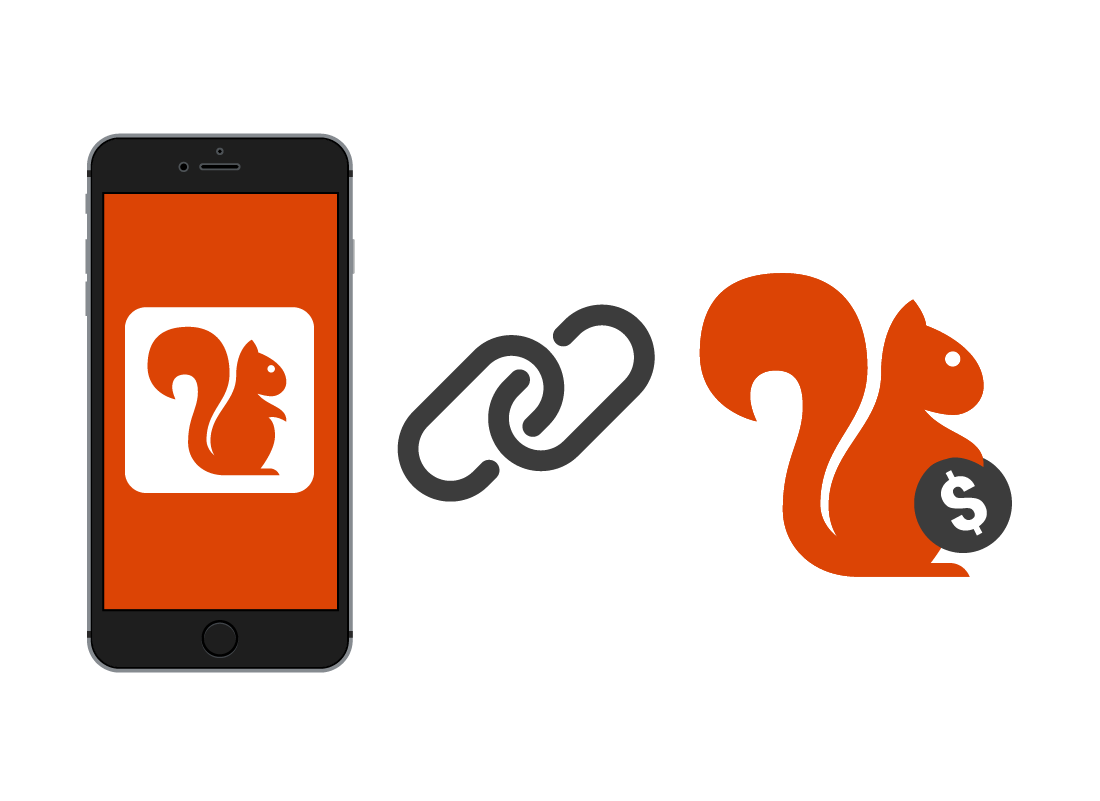 A graphic the Squirrel Bank app on a smartphone, with a spanner and screwdriver alongside.