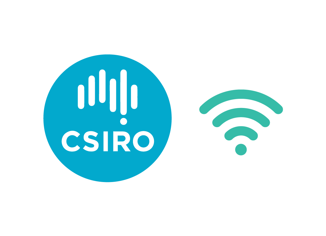 An illustration showing Wi-Fi signal icon and the CSIRO logo next to each other.