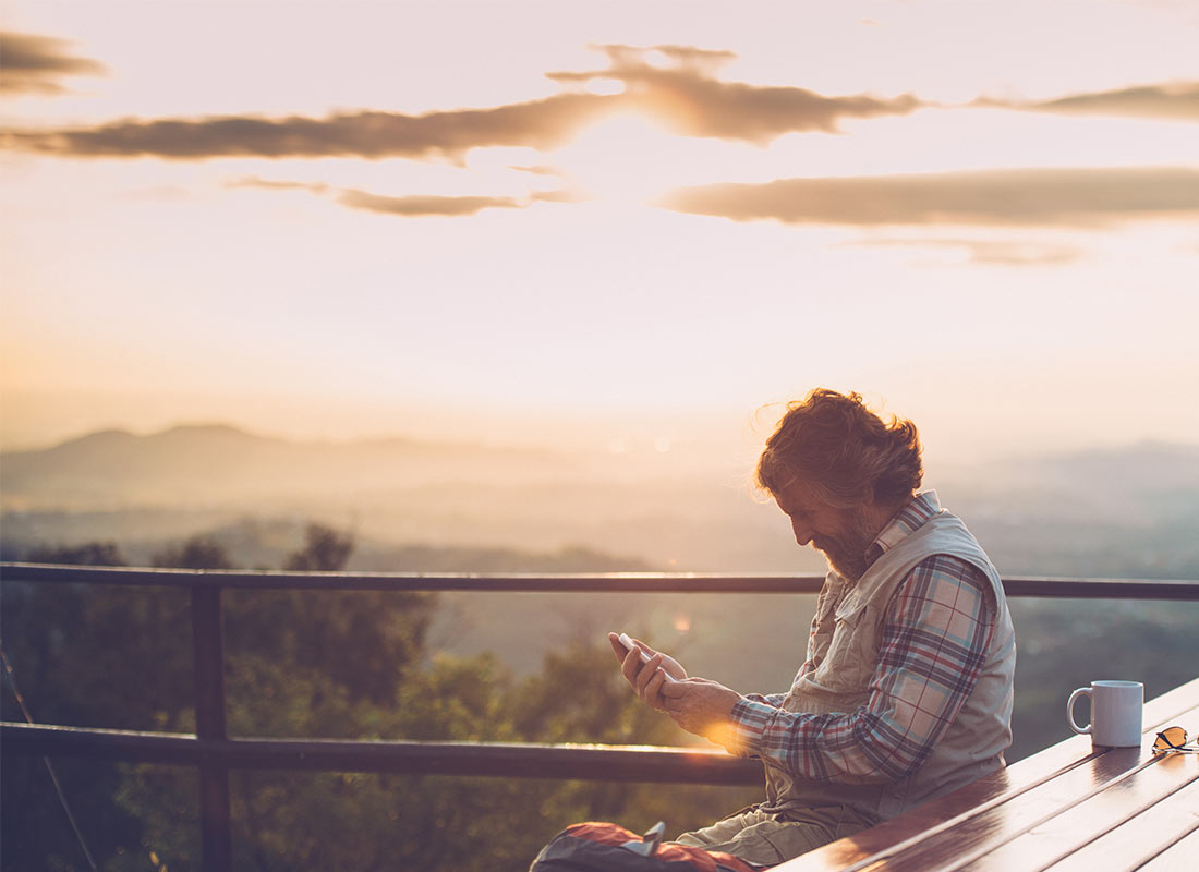 Enjoying a cup of tea, a sunset, and catching up on tomorrow's weather forecast all at the same time