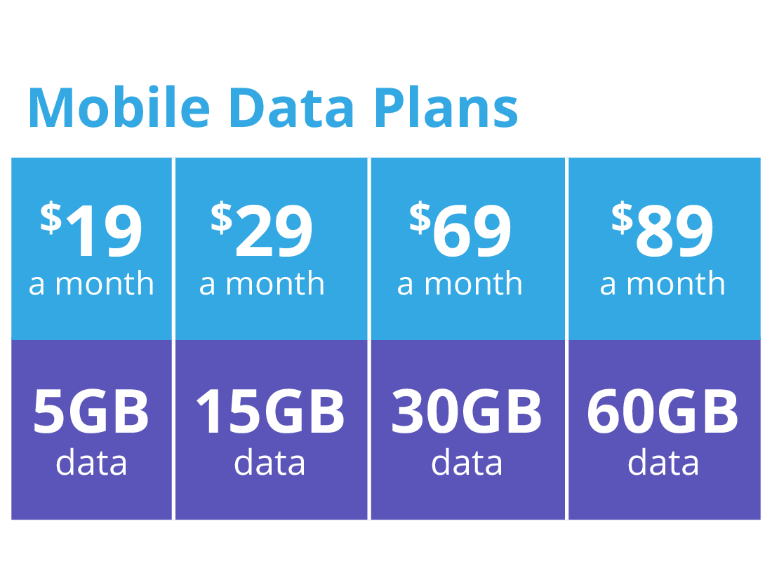 Mobile data plans come in small, medium, large and extra large sizes