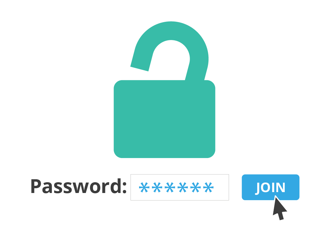 An illustration showing an unlocked padlock representing a correct password.