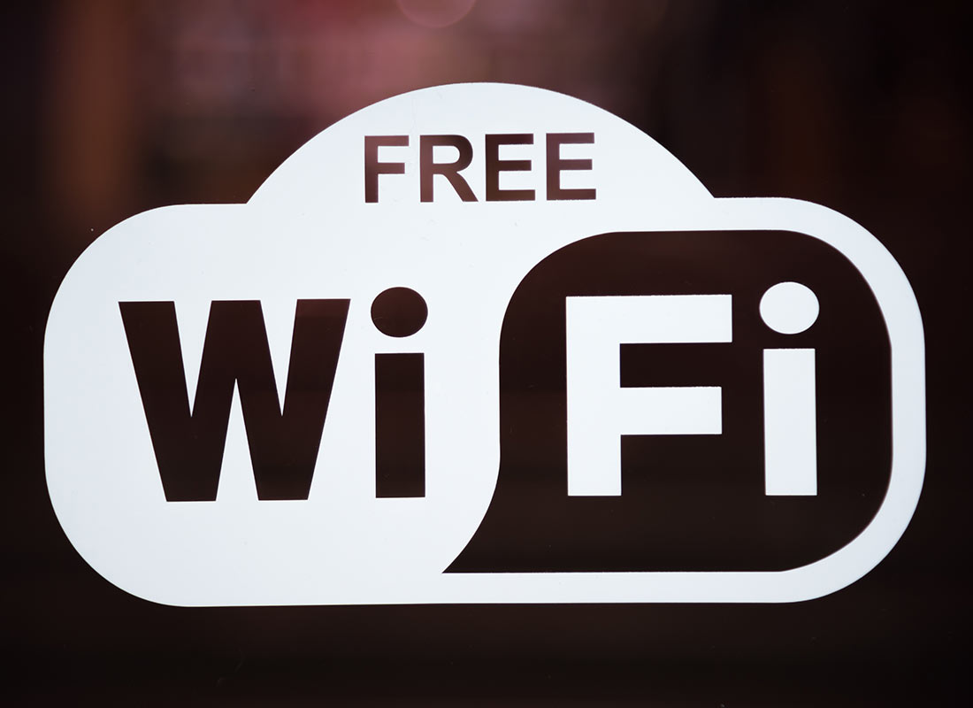 A free Wi-Fi poster often seen in cafés, libraries and shopping centres
