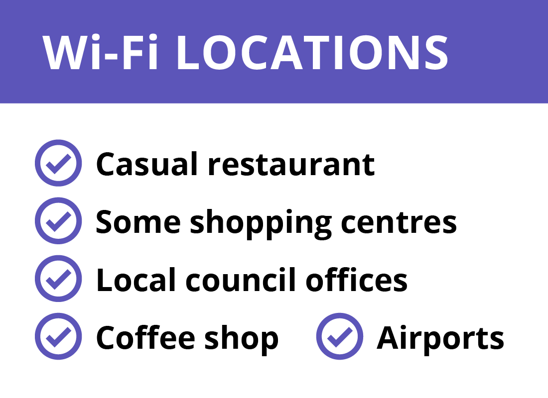 A list of places where free public Wi-Fi is usually found