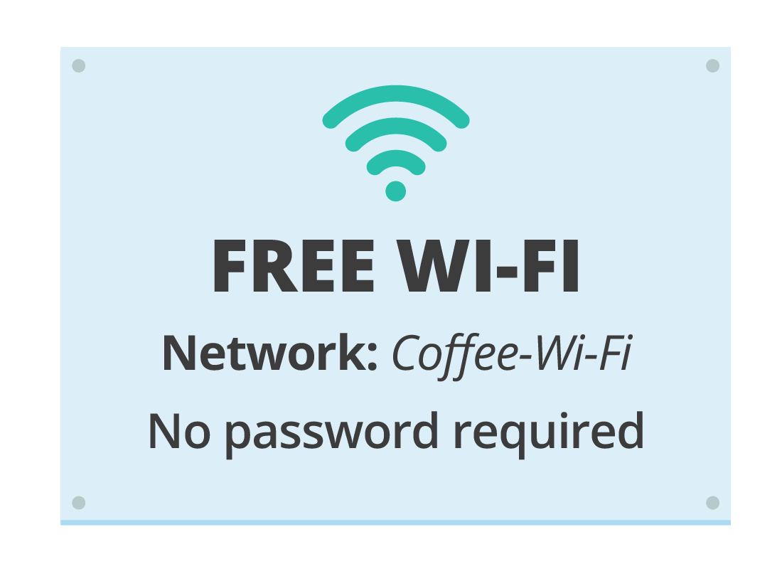 The free Wi-Fi instructions card at Donna's café.