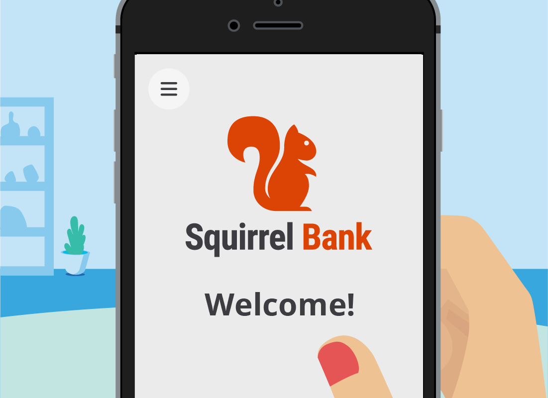 The Squirrel Bank app displayed on a smart phone screen.