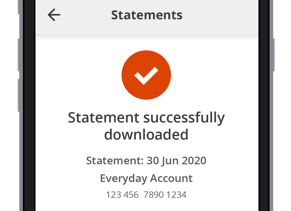The Squirrel Bank statement downloaded confirmation message.