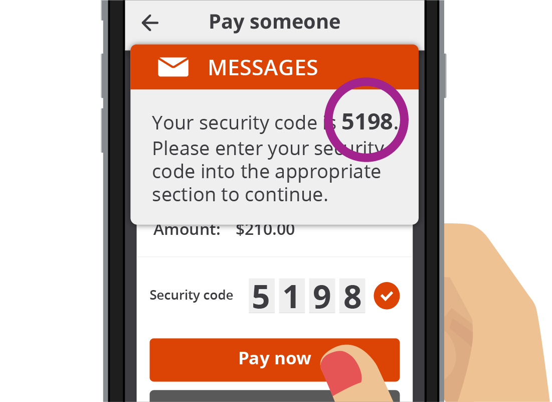 A close up of a Two Factor Authentication code text message from Squirrel Bank