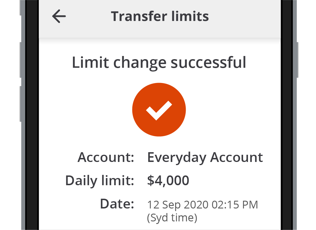 The Squirrel Bank Limit change successful message on the app