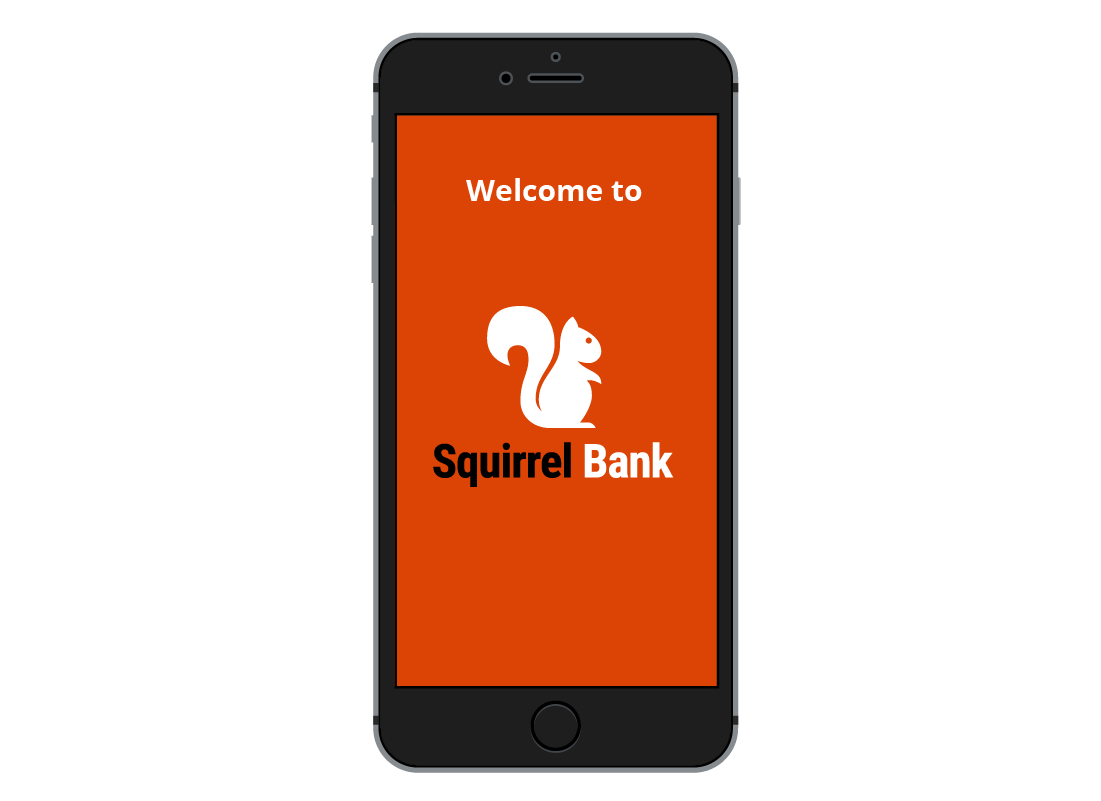 The Squirrel Bank app displayed on a smart phone screen.