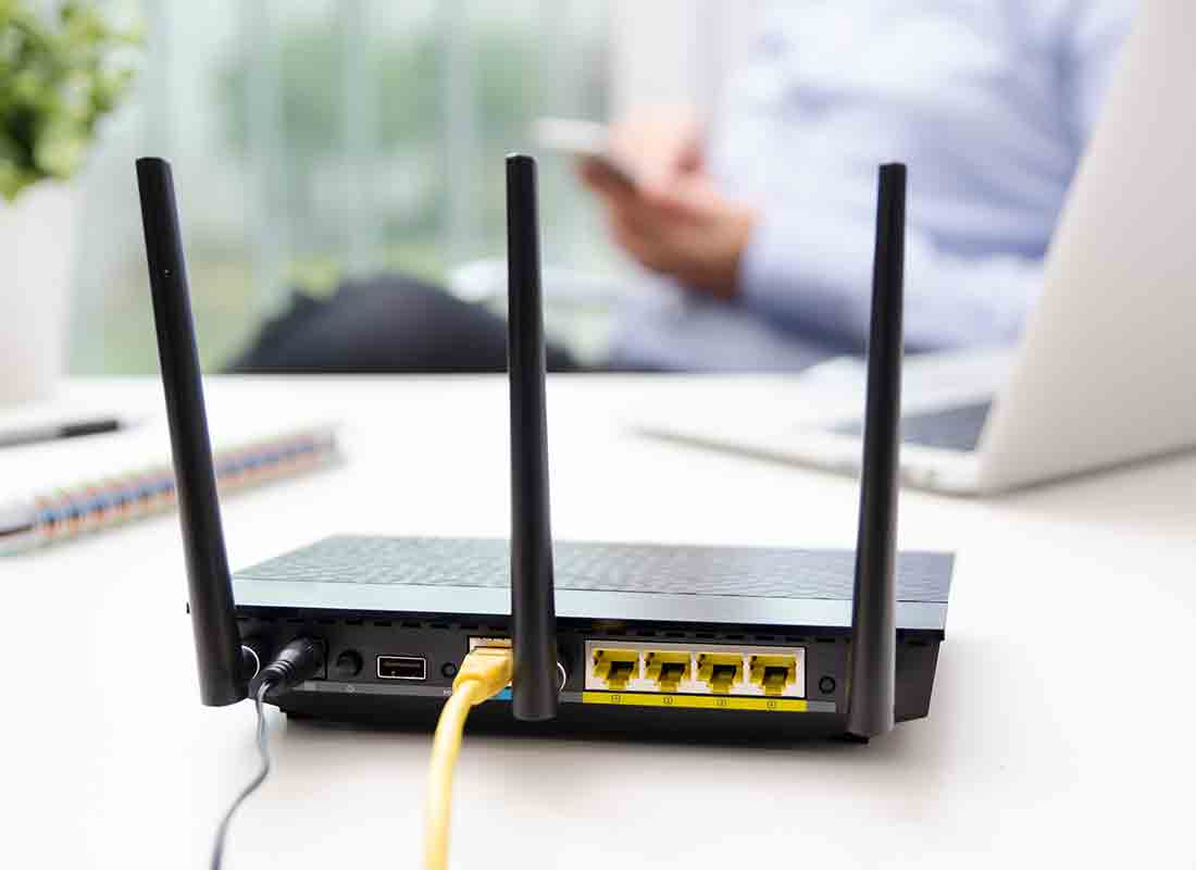 A router, or modem, which is the special box that you use in your house to get the internet. You can connect a cable to the router or modem and then put that cable into your device, or you can use the internet wirelessly through your home Wi-Fi.