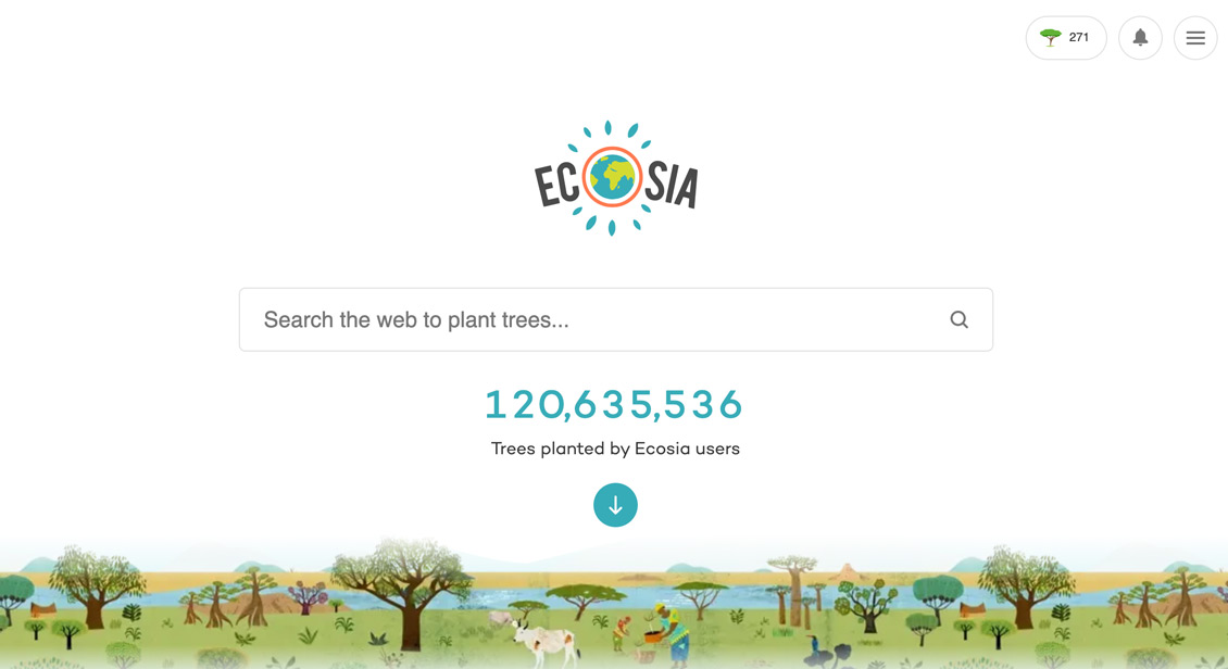Screenshot of ecosia.com search page