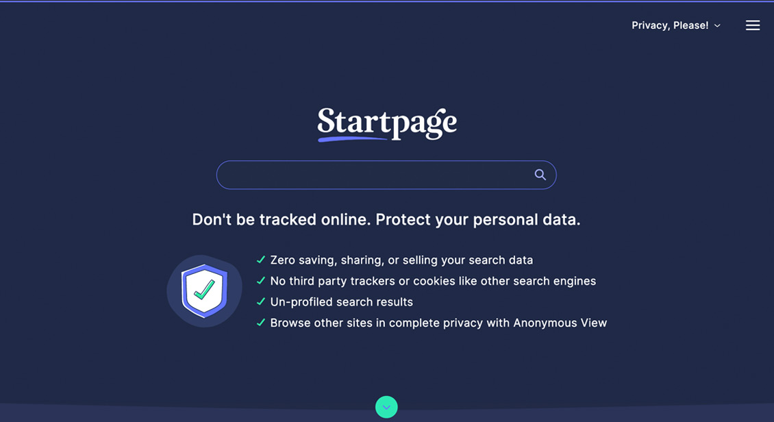 Screenshot of startpage.com search page