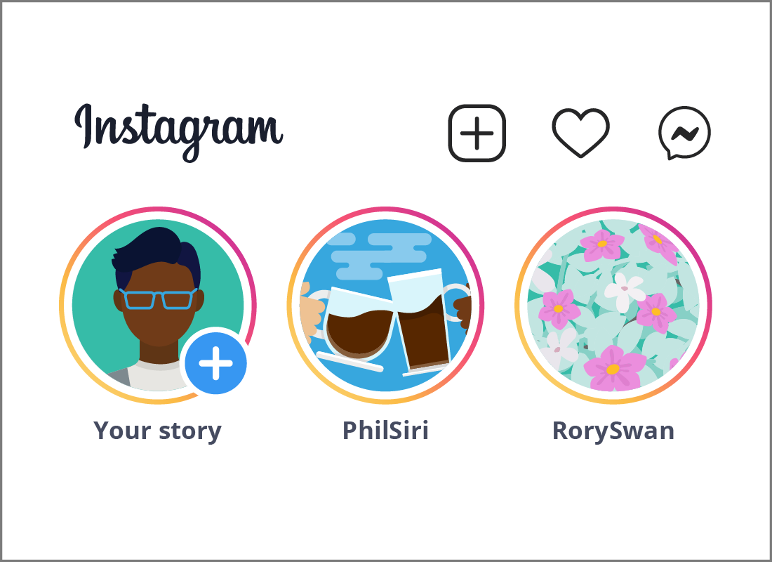 The Instagram Story circular icons side-by-side