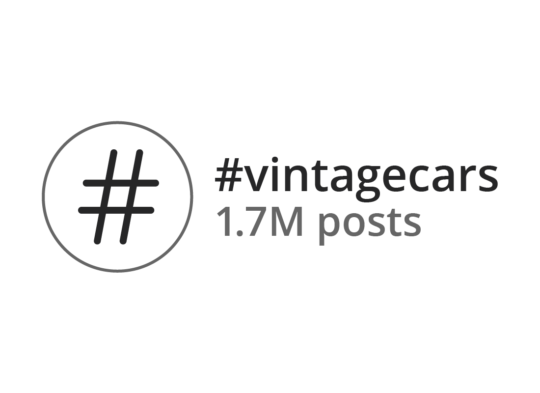A hashtag and the Vintage cars hashtag