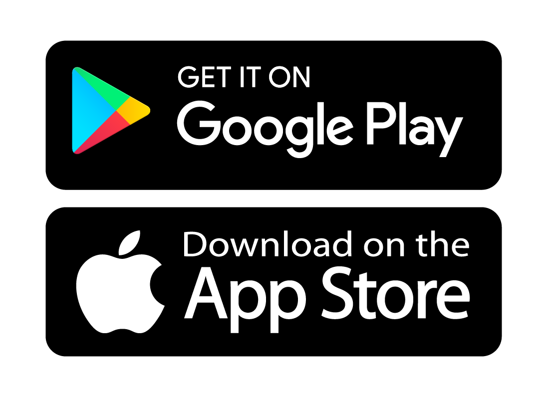 The Google Play and App store logos