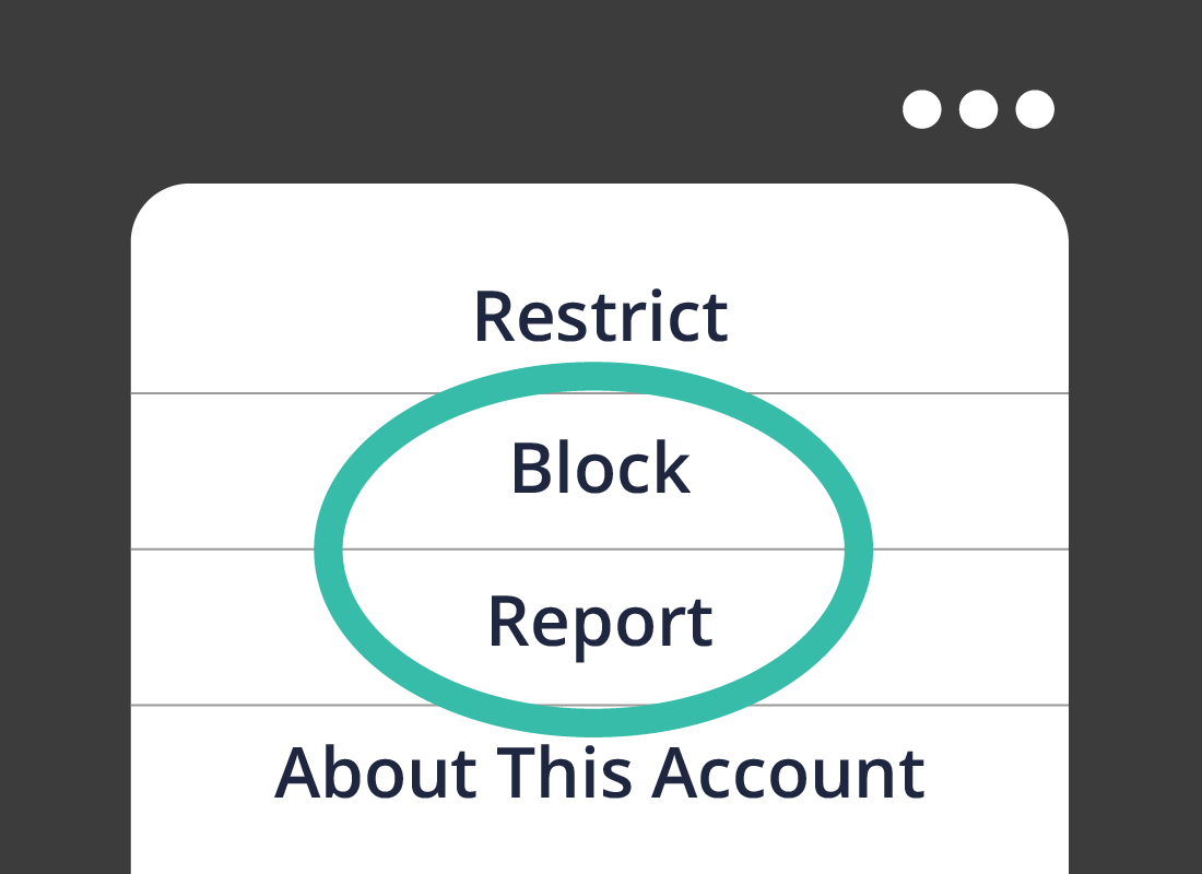 The Block and report menu options