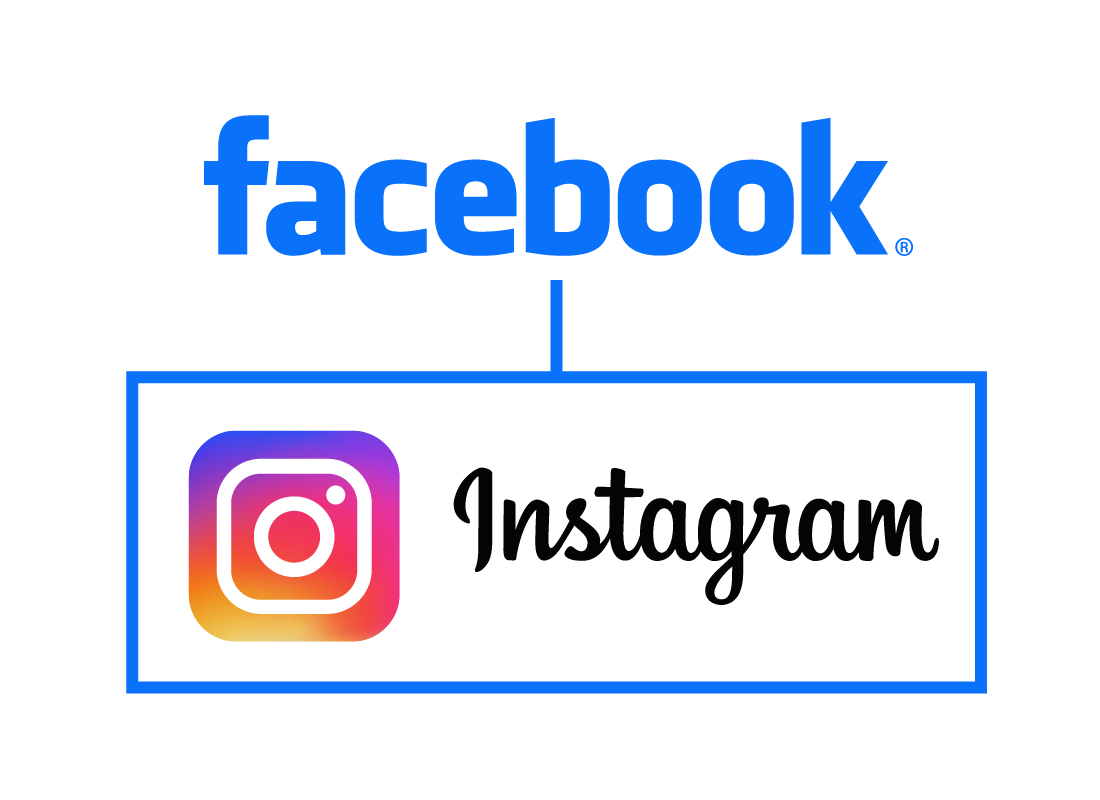 Instagram logo linked to the Facebook logo