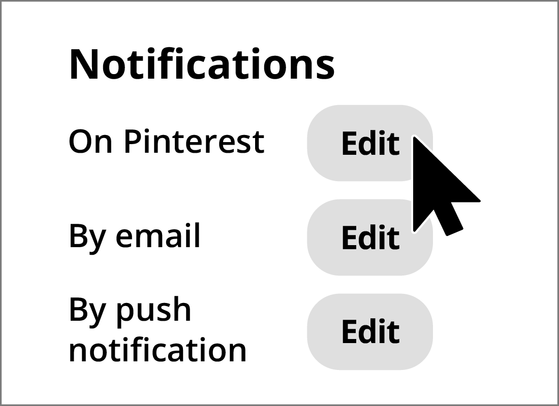 Adjusting notification settings in Pinterest