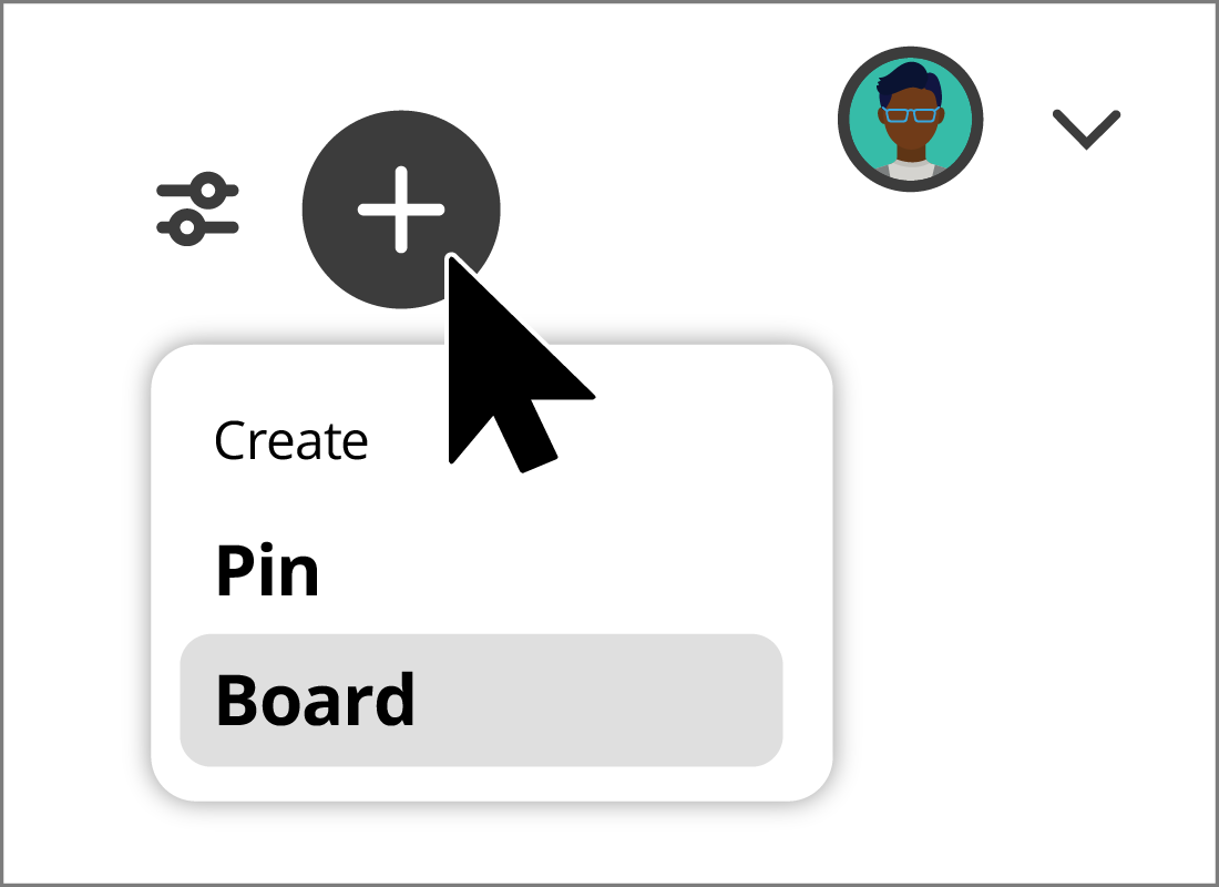 Creating a new board in Pinterest.