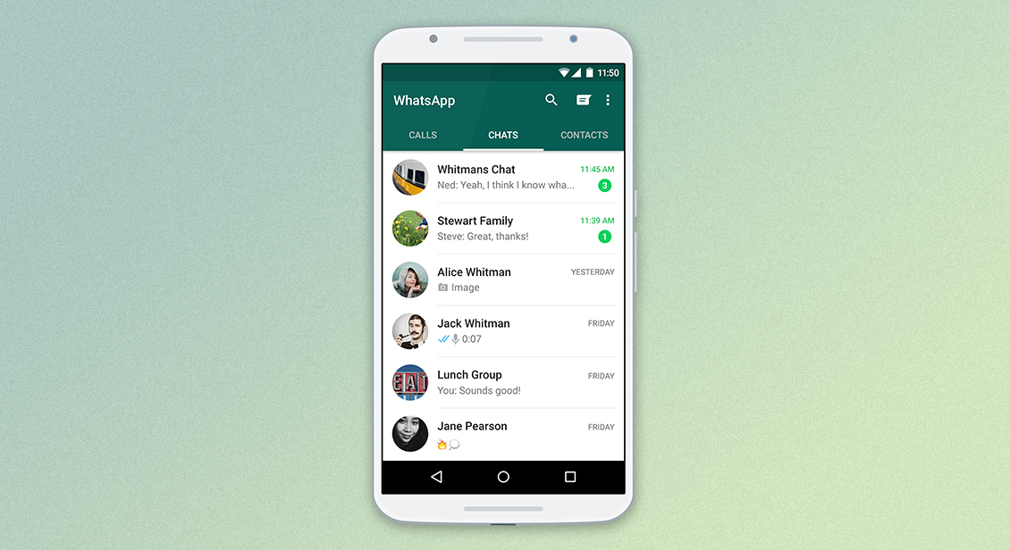 Whatsapp chat screen displayed on mobile phone.