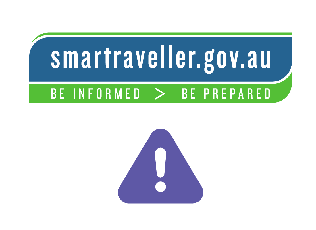 The Smartraveller logo with an exclamation mark next to it