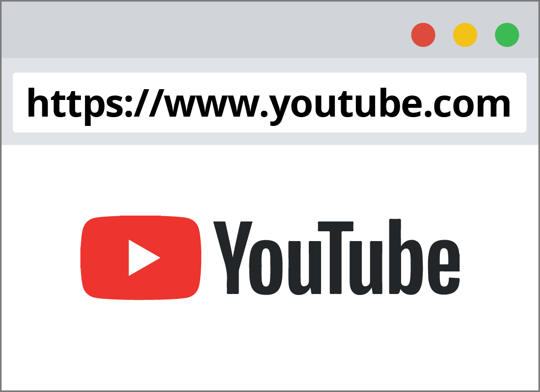 An address bar showing the YouTube URL
