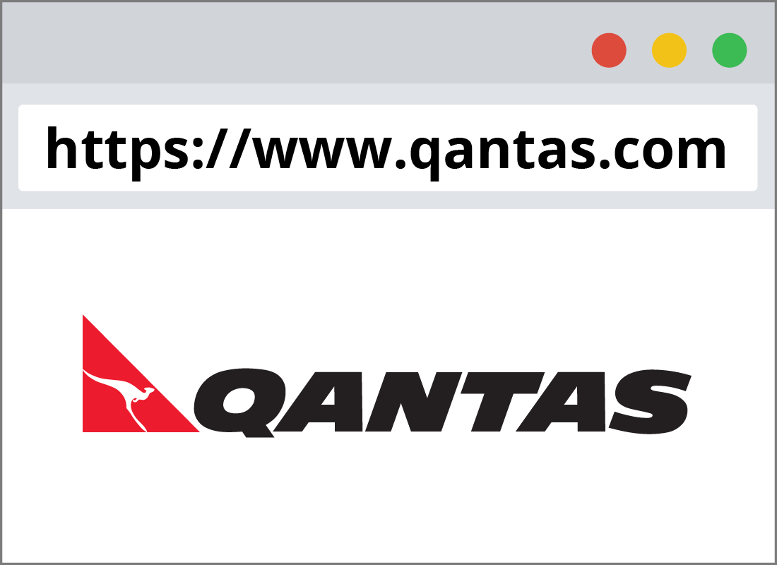 An address bar displaying the Qantas URL