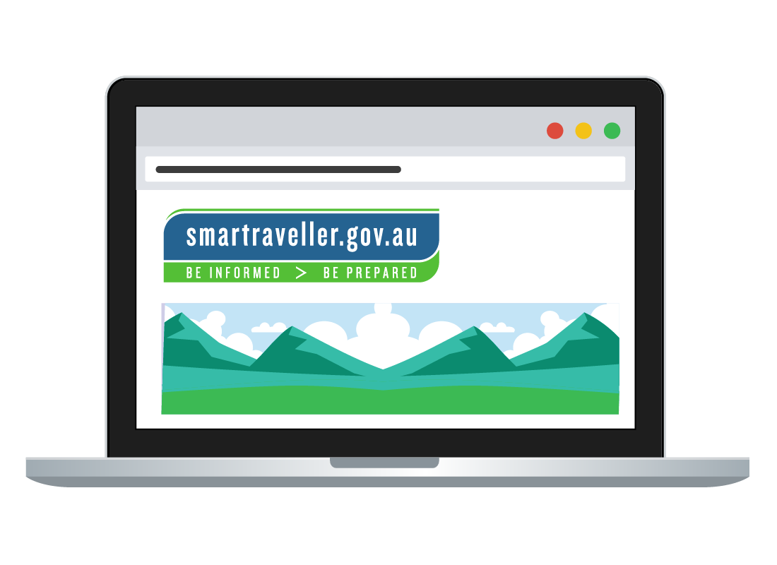 A laptop showing the smart traveller website