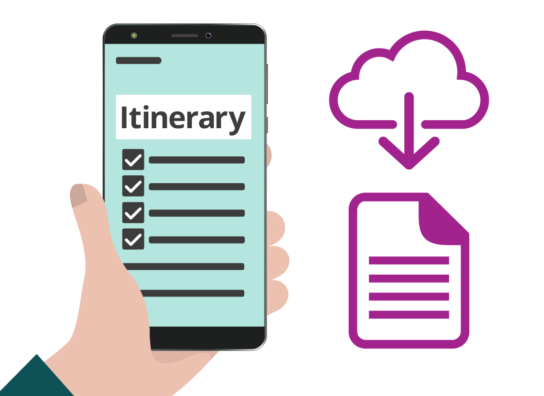 Downloading an itinerary from the cloud to a mobile device