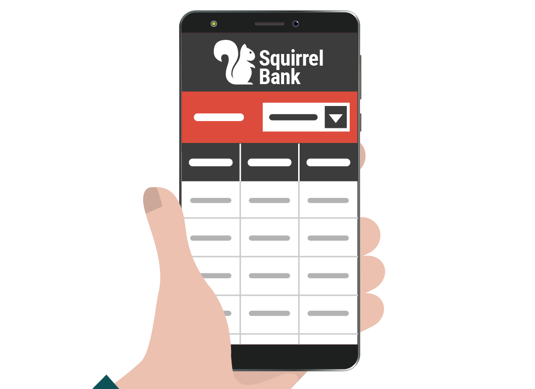 A mobile device showing a banking app