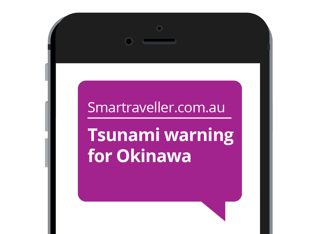 A message on a mobile device from smart traveller