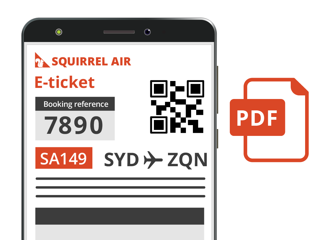 Viewing a PDF e-ticket on a mobile device